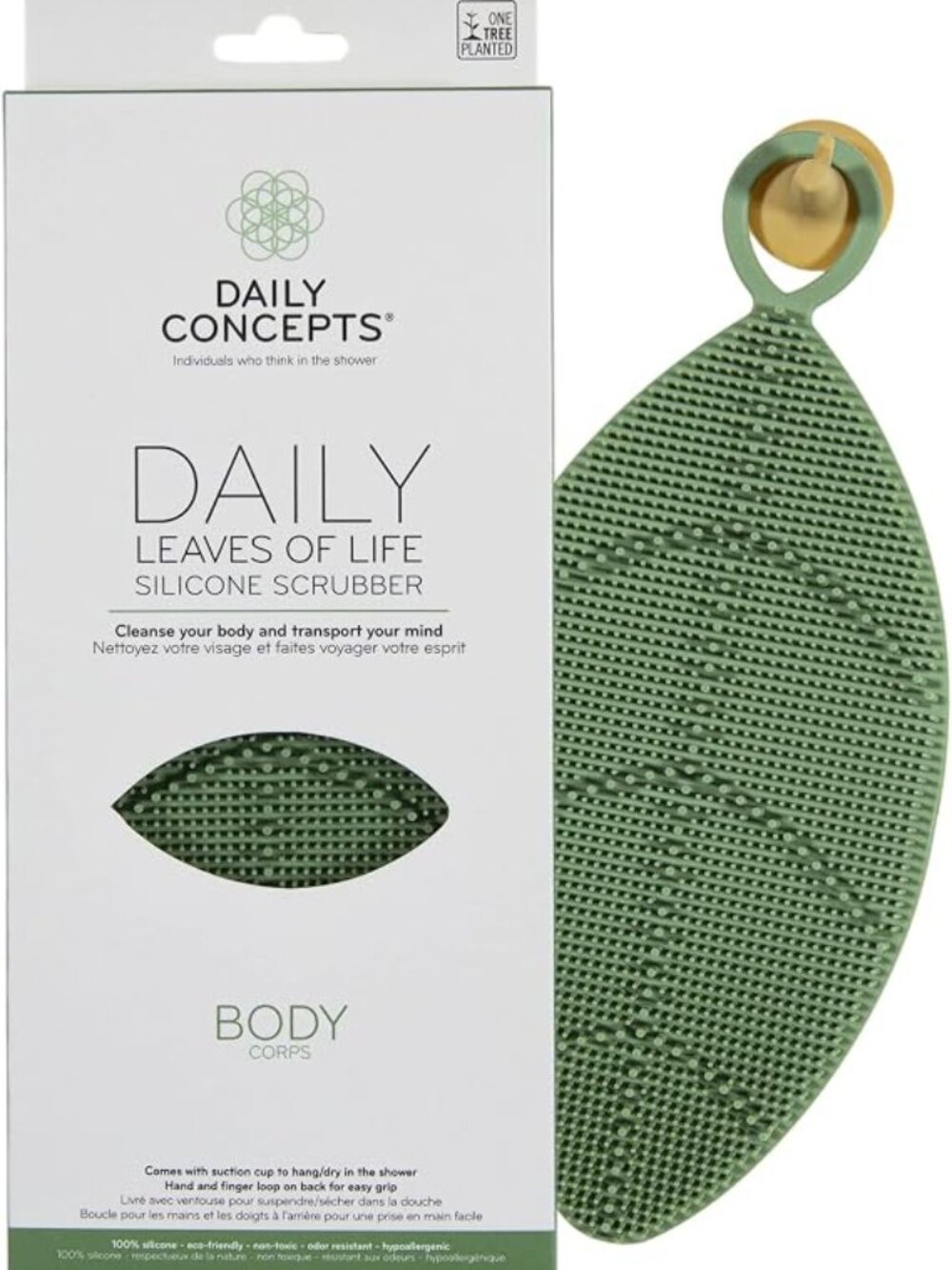 Daily Leaves of Life Body Silicone Scrubber-The Bristles Exfoliate, Cleanse Skin